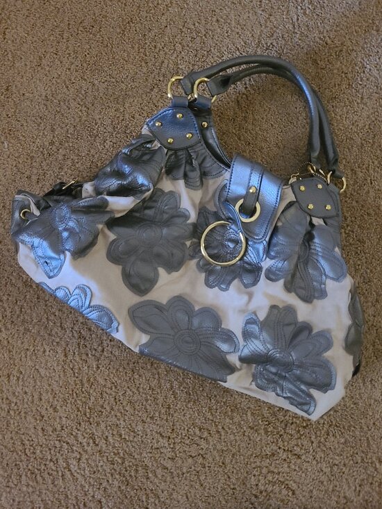 Big Buddha Handbags - Big Buddha Metallic Floral Appliqué Hobo Bag Satchel